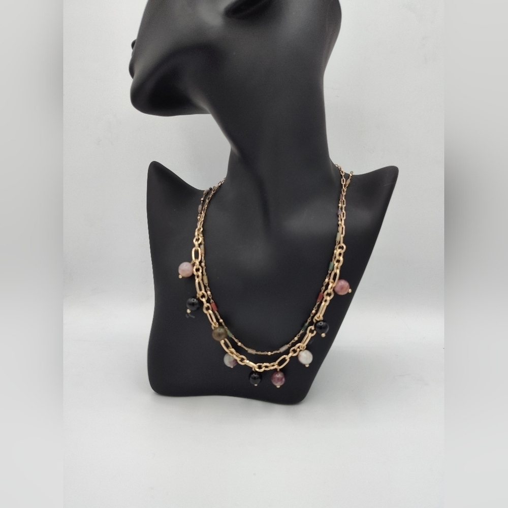 Milly Goldtone And Colored Bead Layered Necklace Set EUC - Picture 4 of 5